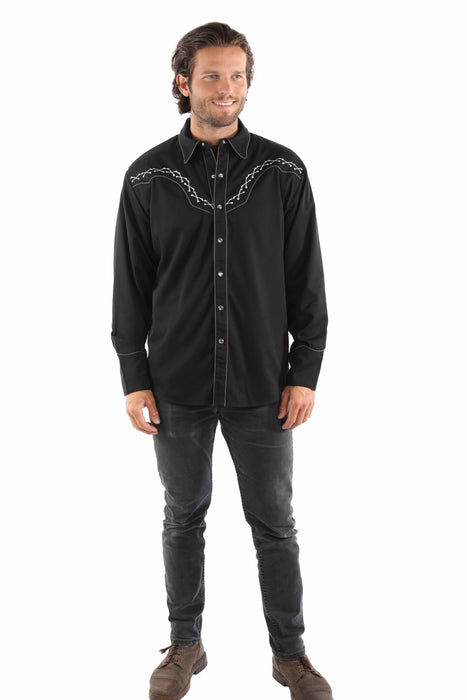 Scully Mens Justice Is Coming Gunfighter Black Poly/Rayon L/S Shirt