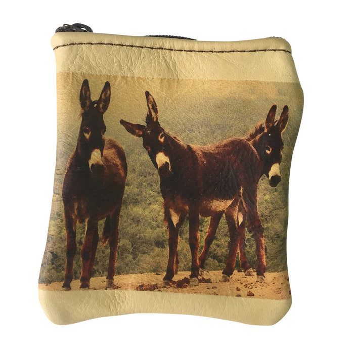 Rockmount Womens Tan Leather Three Donkeys Coin purse OS