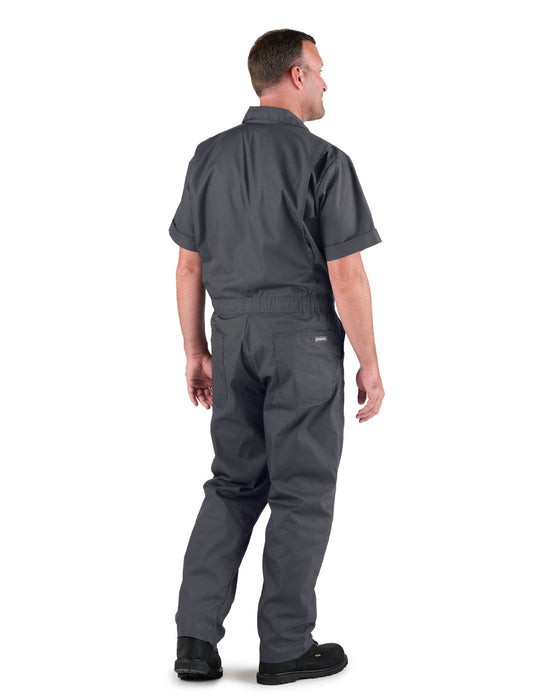 Berne Mens Charcoal Cotton Blend Poplin Short Sleeve Coverall