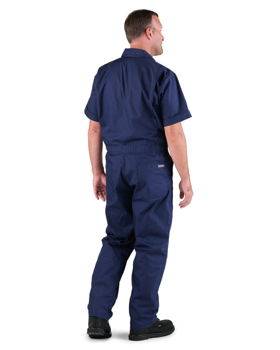 Berne Mens Navy Cotton Blend Poplin Short Sleeve Coverall