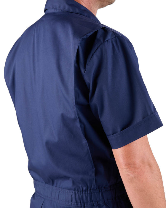 Berne Mens Navy Cotton Blend Poplin Short Sleeve Coverall