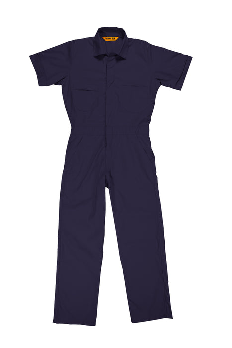 Berne Mens Navy Cotton Blend Poplin Short Sleeve Coverall