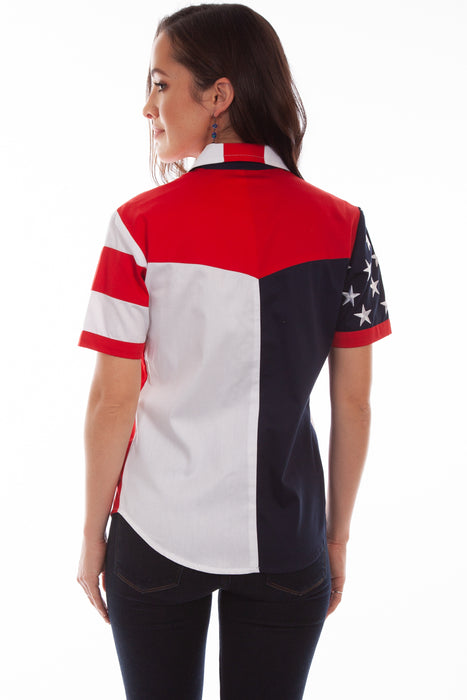 Scully Womens Red 100% Cotton Flag S/S Shirt