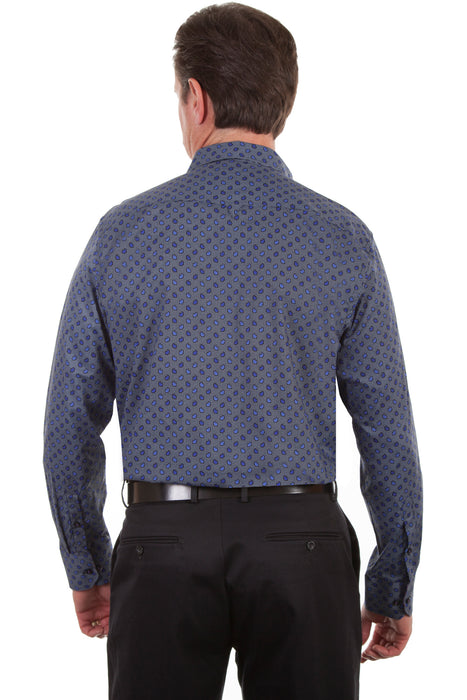 Scully Mens Blue 100% Cotton Paisley L/S Shirt