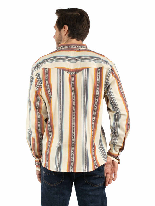 Scully Mens Striking Southwest Ivory 100% Cotton L/S Shirt