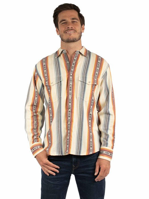 Scully Mens Striking Southwest Ivory 100% Cotton L/S Shirt