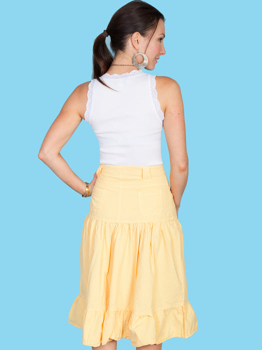 Scully Womens Yellow 100% Cotton 3 Tier Skirt