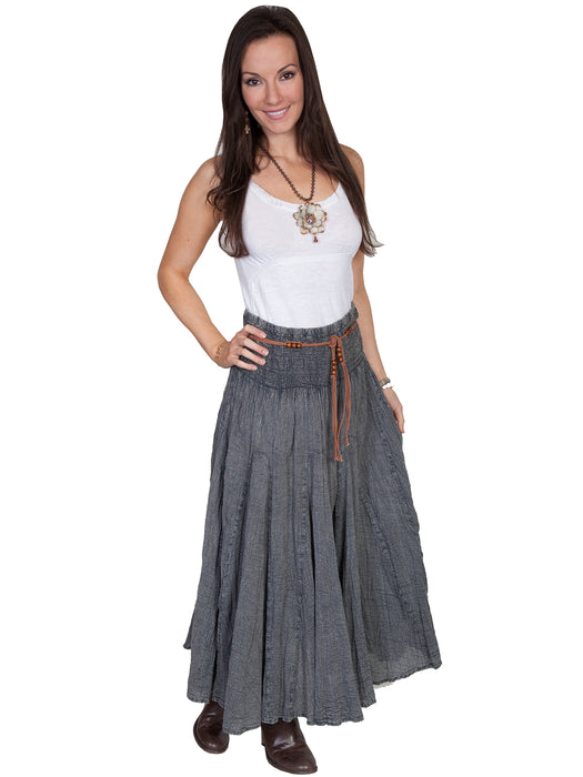 Scully Womens Vertical Panel Full Length Charcoal 100% Cotton Skirt