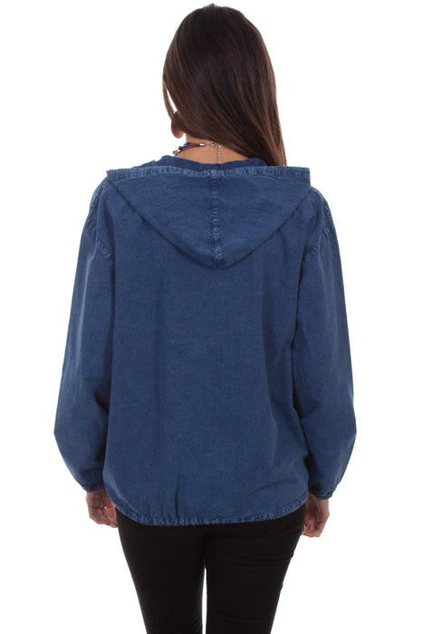 Scully Womens Dark Blue 100% Cotton Zip Front Hoodie