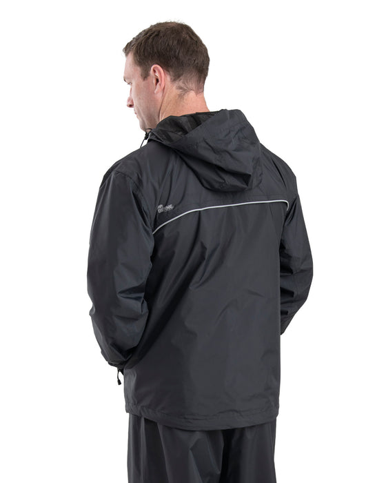 Berne Mens Coastline Lightweight Hooded Rain Black Polyester Softshell Jacket