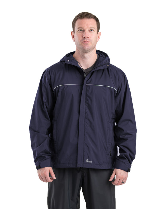 Berne Mens Coastline Lightweight Hooded Rain Navy Polyester Softshell Jacket