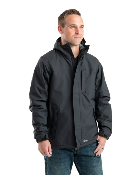 Berne Mens Black 100% Nylon Coastline Waterproof Rain Jacket