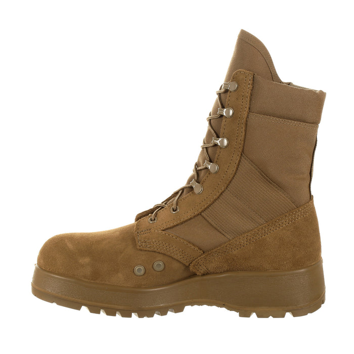 Rocky Mens Coyote Brown Leather Hot Weather Military Boots