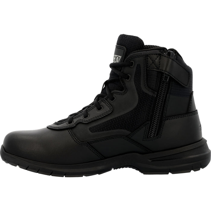 Rocky Mens Black Leather 6in Cadet Side Zip Work Boots