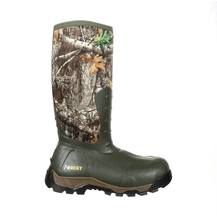 Rocky Mens Realtree Edge Rubber 1200G WP Sport Hunting Boots