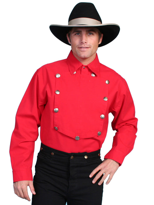 Scully Rangewear Mens Red 100% Cotton L/S Big Concho Western Bib Shirt