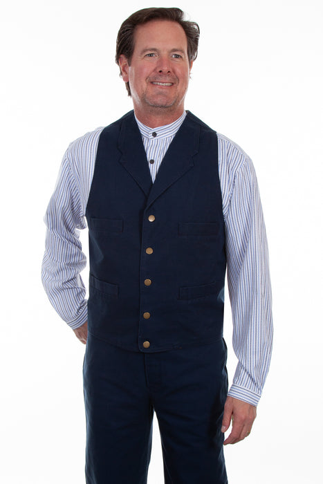 Scully Mens Navy 100% Cotton Canvas Vest