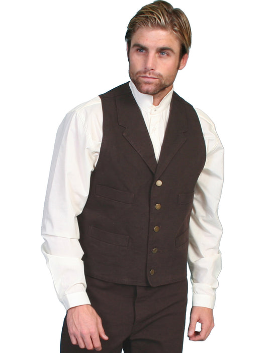 Scully Rangewear Mens Walnut 100% Cotton Canvas Western Vest