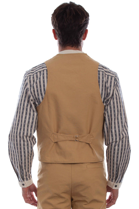 Scully Mens Wheat 100% Cotton Notched Lapels Vest