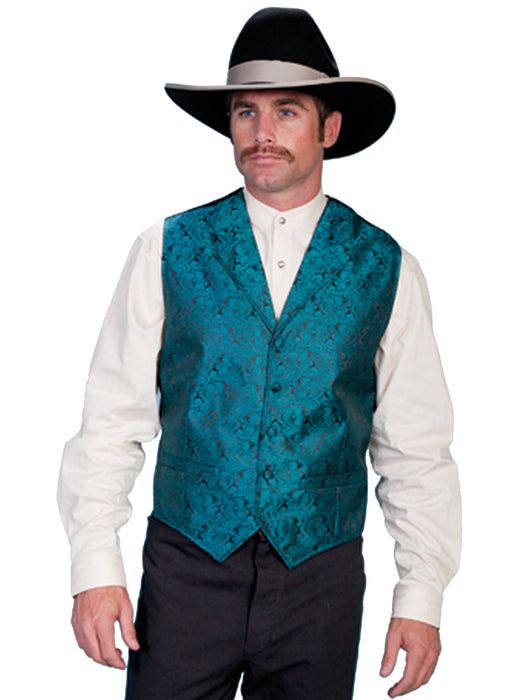 Scully Mens Teal Polyester Classic Paisley Vest