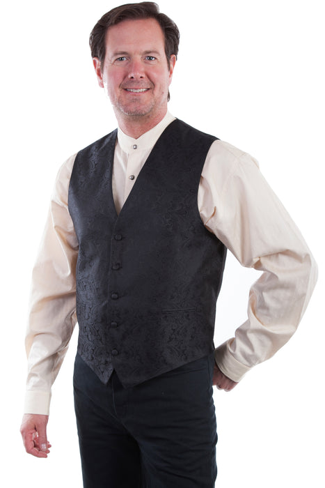 Scully Mens Black Polyester Paisley Vest