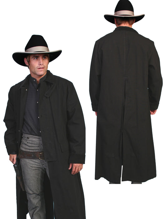 Scully RangeWear Mens Black 100% Cotton Long Overcoat Duster Coat