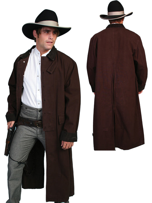 Scully RangeWear Mens Walnut 100% Cotton Long Overcoat Duster Coat