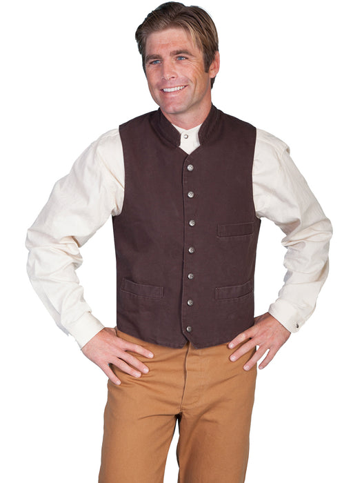 Scully RangeWear Mens Walnut 100% Cotton Work Western Canvas Vest