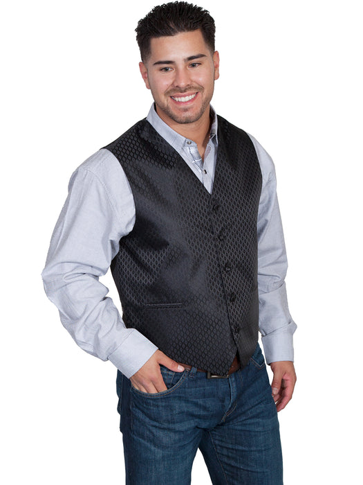 Scully Mens Black Polyester Diamond Vest