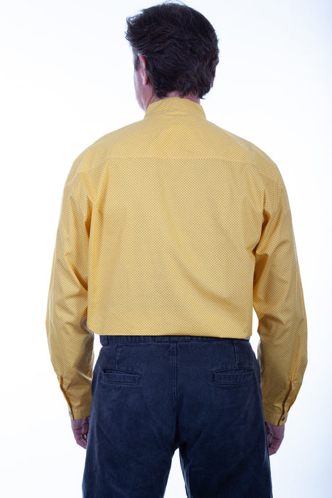 Scully Mens Yellow 100% Cotton Band Collar L/S Shirt