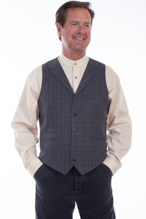 Scully Mens Charcoal Poly/Rayon Plaid Point Vest