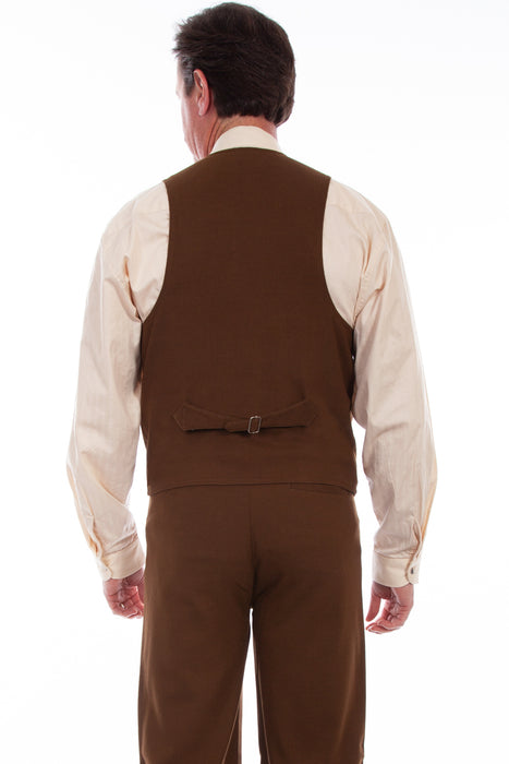 Scully Mens Brown Cotton Blend Notched Lapels Vest