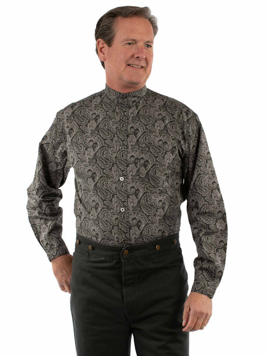 Scully Mens Big Paisley Black 100% Cotton L/S Shirt