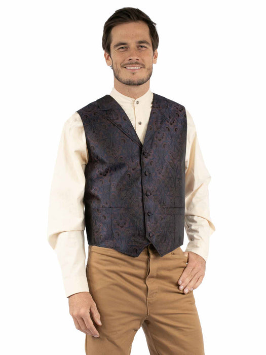 Scully Mens Notched Old West Blue 100% Polyester Vest