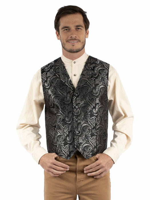 Scully Mens Notched Old West Black 100% Polyester Vest