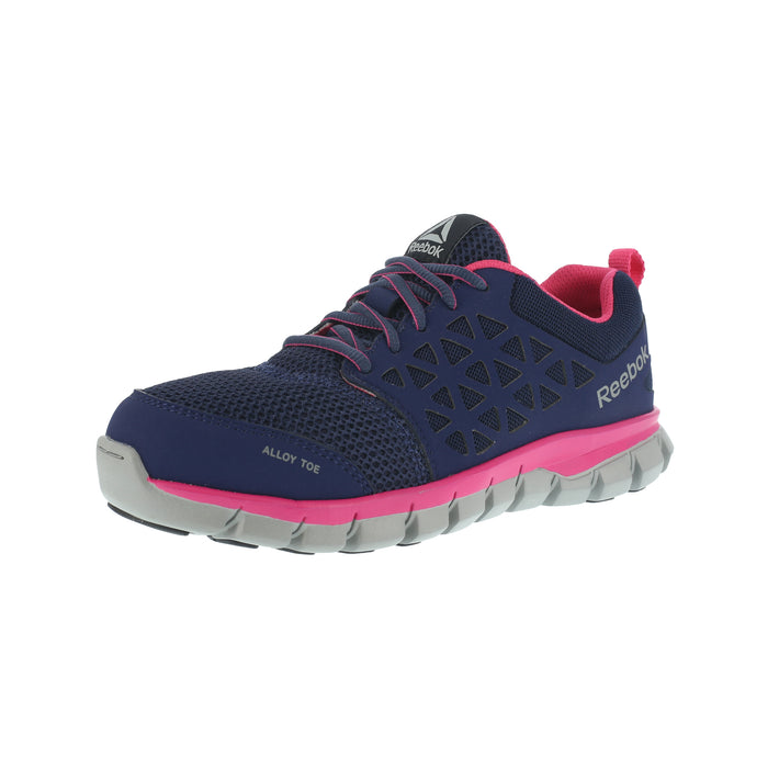 Reebok Womens Navy & Pink Mesh Work Shoes Alloy Toe Oxfords