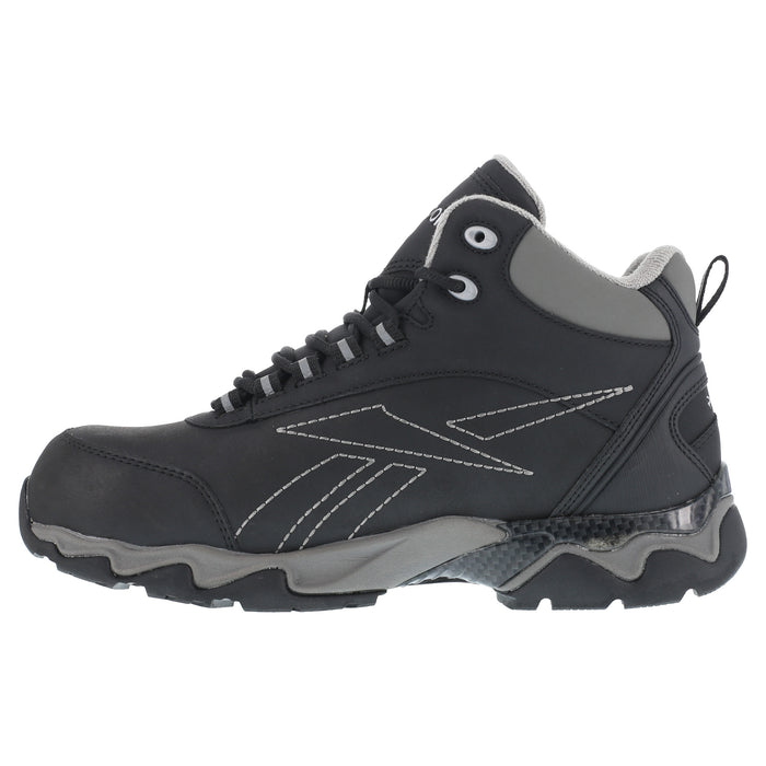 Reebok Mens Black Leather Work Boots Beamer Hiker WP Met Guard