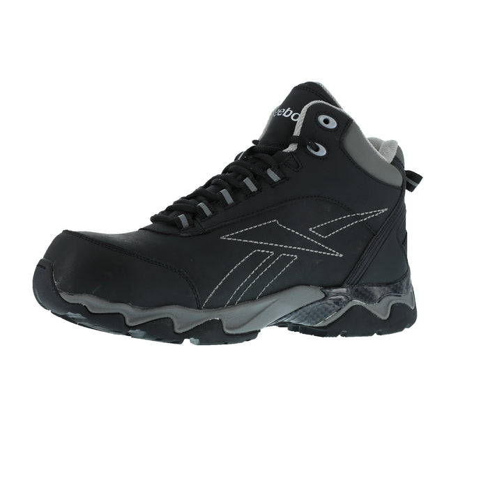 Reebok Mens Black Leather WP Athletic Hiker Boots Beamer Composite Toe