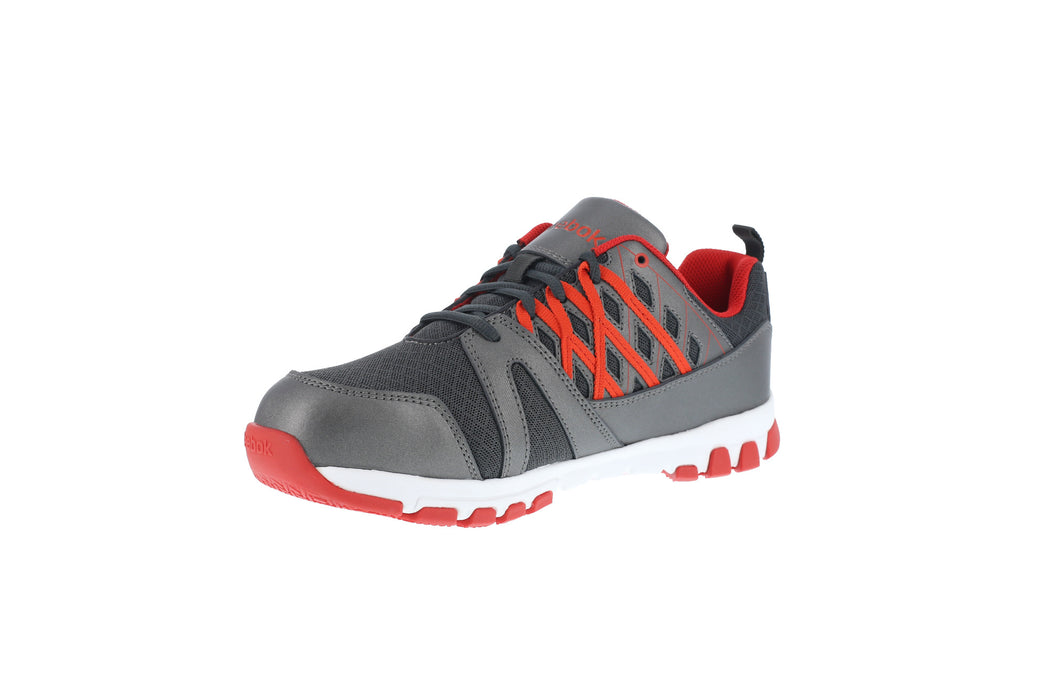 Reebok Mens Grey/Red Leather Work Shoes Sublite Oxford ST