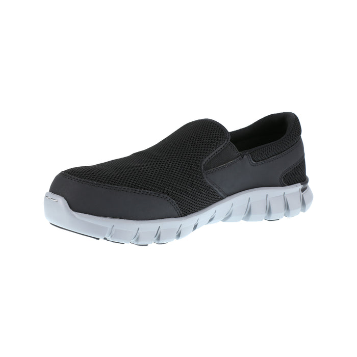 Reebok Mens Black Mesh Work Shoes Athletic Slip-On EH SR AT