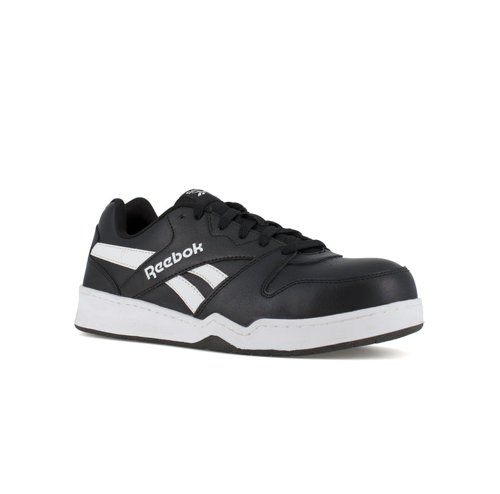 Reebok Mens Black/White Leather Work Shoes Low Cut Sneaker CT