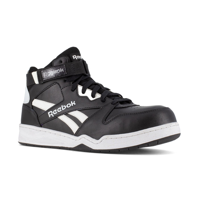 Reebok Mens Black/White Leather CT High Top Sneaker Work Shoes