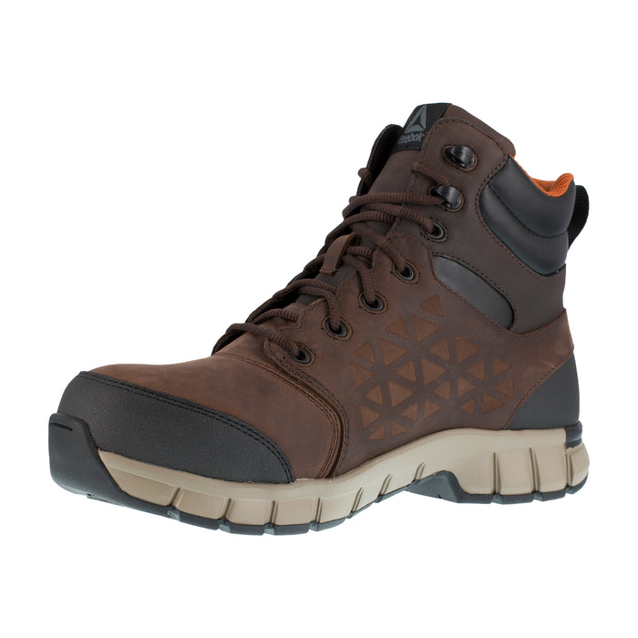 Reebok Mens Brown Leather Work Boots Sublite Cushion Work 6in CT