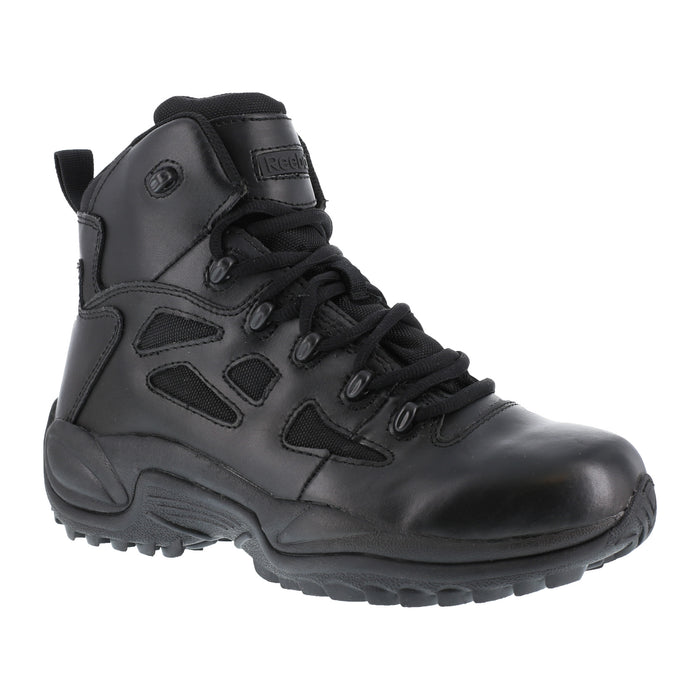 Reebok Mens Black Leather Work Boots Rapid Response Stealth 6in