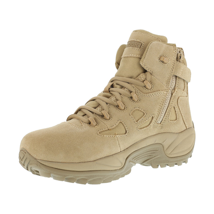 Reebok Mens Desert Tan Leather Military Boots Rapid Response Zip 6in