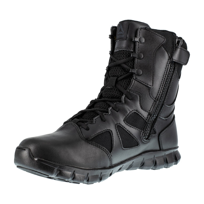 Reebok Mens Black Leather Military Boots Sublite Tactical Zip