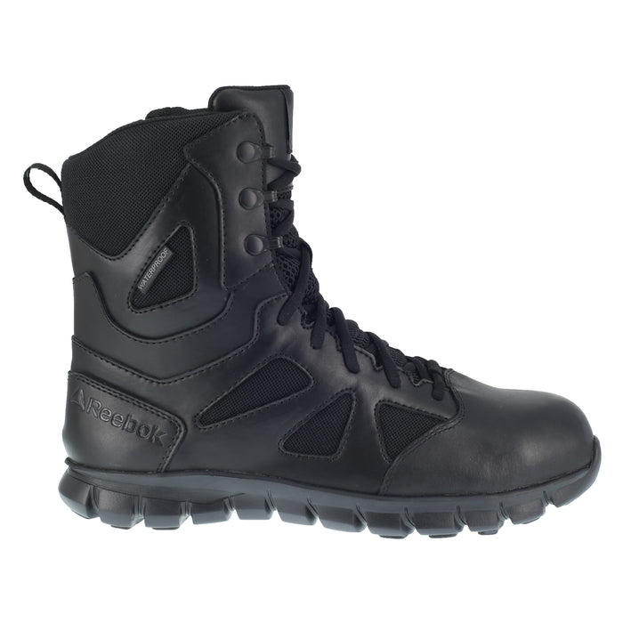 Reebok Mens Black Leather Work Boots Sublite Tactical 8in WP