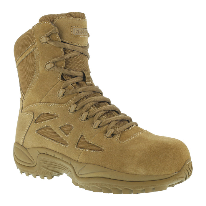 Reebok Mens Coyote Leather Tactical Boots Rapid Response 8in Stealth CT