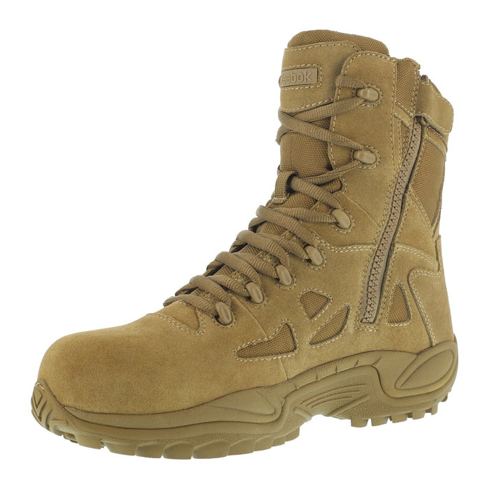 Reebok Mens Coyote Leather Tactical Boots Rapid Response 8in Stealth CT