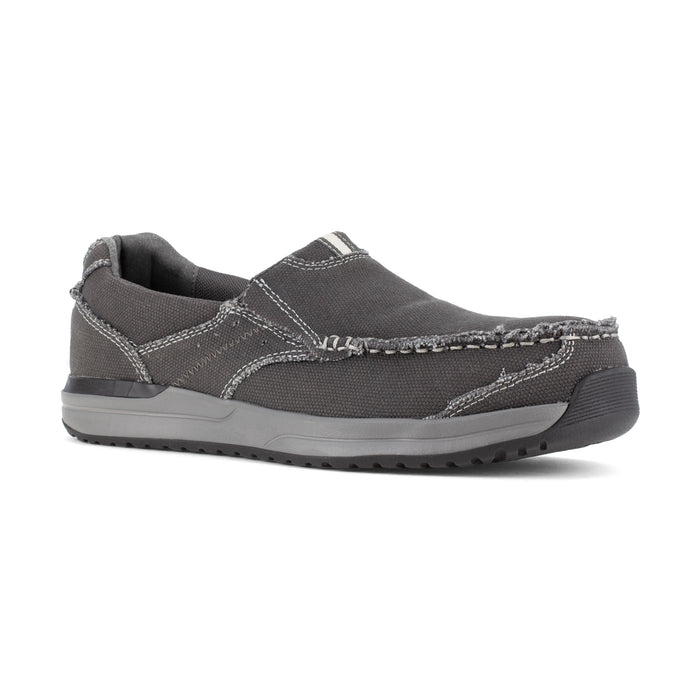 Rockport Mens Charcoal Textile Work Shoes Langdon Casual Slip-On CT